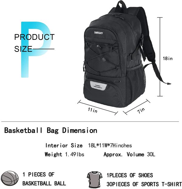 DAFISKY Basketball Backpack with Ball Compartment – Large Basketball Bag - Image 2