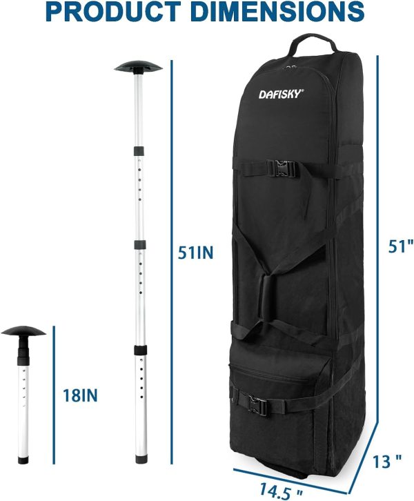 DAFISKY Golf Travel Bag with Adjustable Support Rod - Soft-Padded Golf Travel Case with Wheels - Image 3