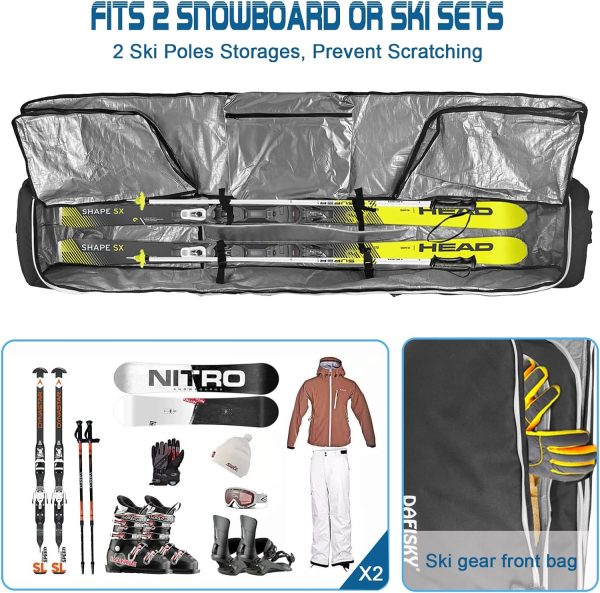 DAFISKY Snowboard Bag With Wheels - Rolling Padded Ski Bag For Air Travel,Snowboard Bindings Bags Travel Bag for Single Snowboard - Image 4