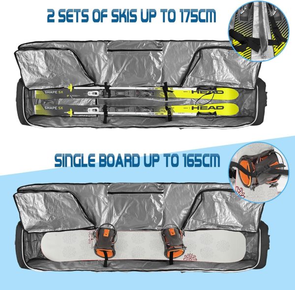 DAFISKY Snowboard Bag With Wheels - Rolling Padded Ski Bag For Air Travel,Snowboard Bindings Bags Travel Bag for Single Snowboard - Image 3